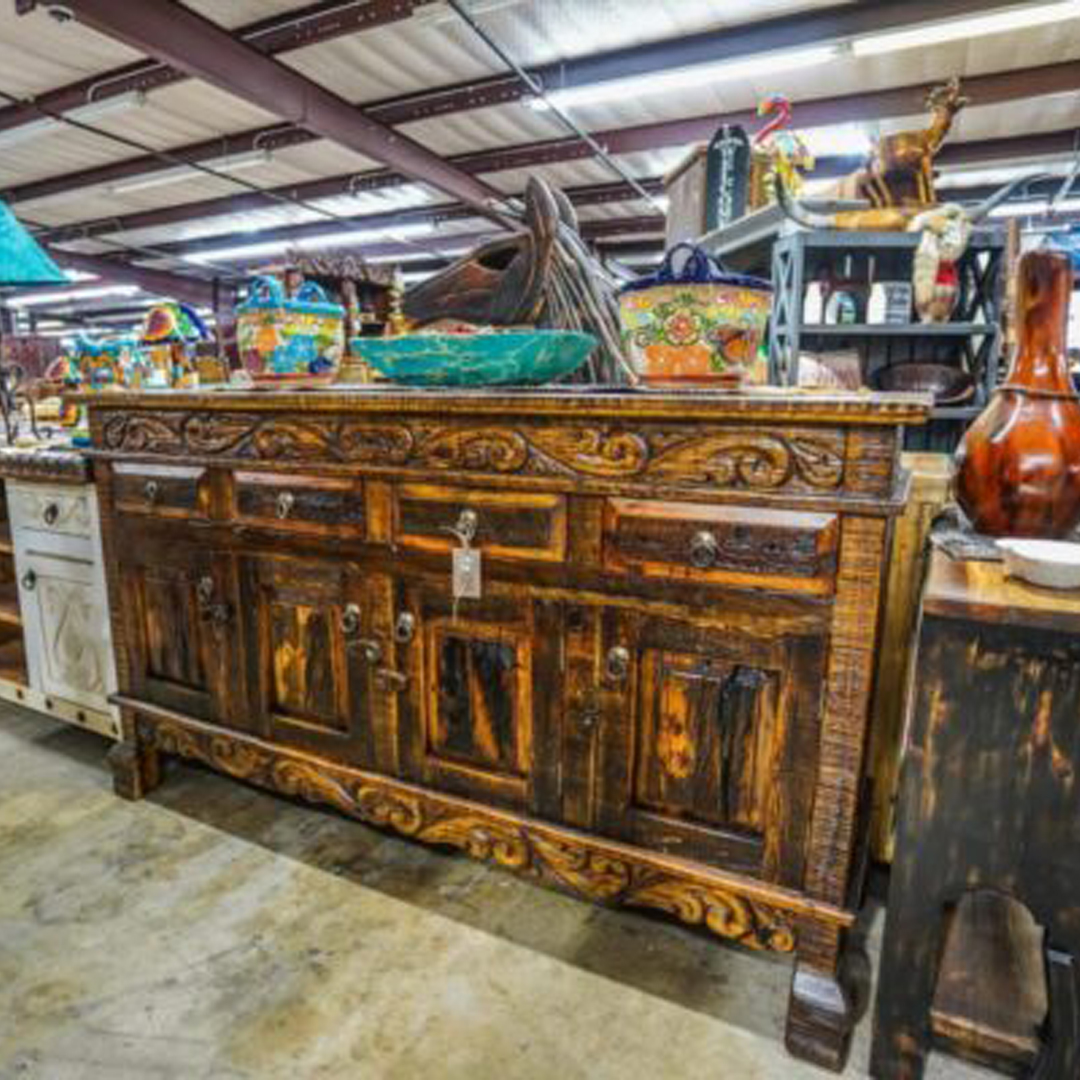 Quetzal 72 inch buffet Tv stand hand carved